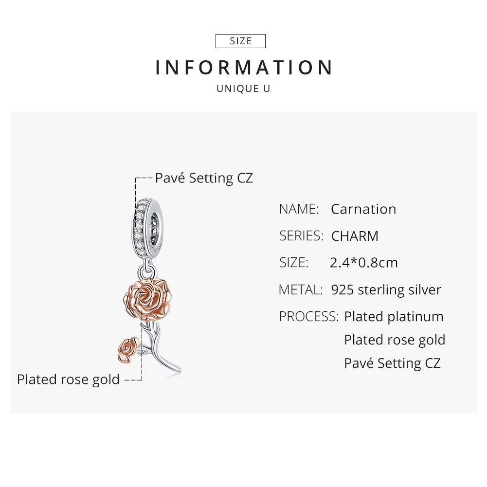 925 Sterling Silver The Beauty and the Beast - Double Flower Charm