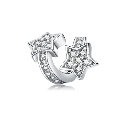 925 Sterling Silver Clear 5A Crystal Collection Family Heart Cross Charm Beads Fit for Charm Bracelet & Necklace Pendant