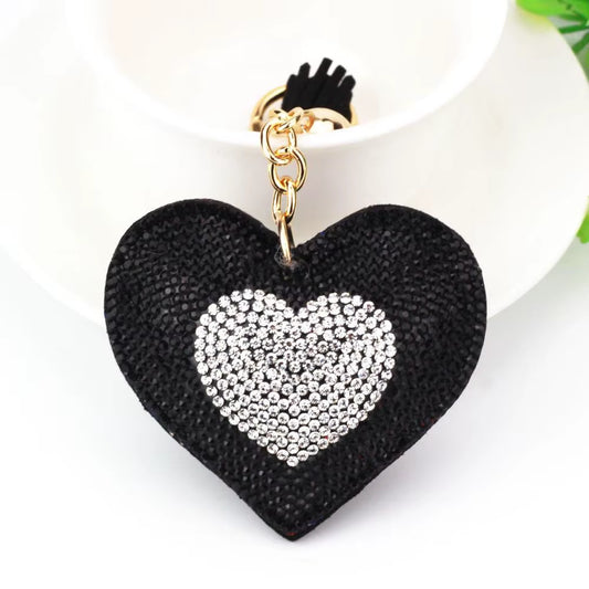 Purse Heart Charm - Bicolor Black with Silver 