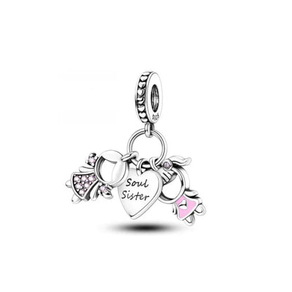 New 925 Sterling Silver Best Friend Soul Companion Dangle Charm Diy Fit Original Pendant Charm Bracelet Women Fashion Jewelry