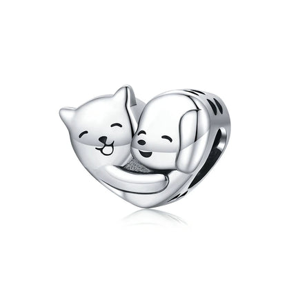 925 Sterling Silver Kitty Mermaid Charm Blue Enamel Bead Pendant for Charm Bracelet Bangle DIY Making for Girl