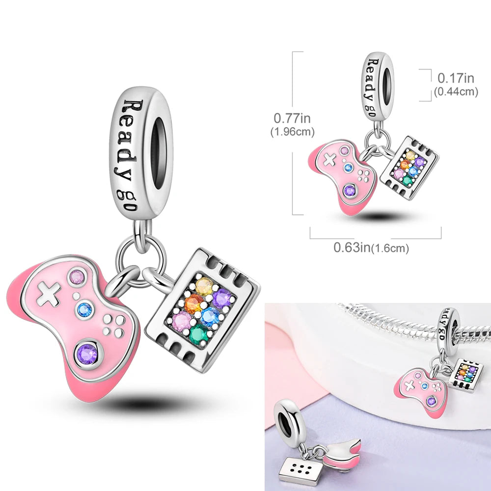 Pink Series Charms 925 Silver Perfume Butterfly Charm Beads Pendent Dangle Fit Original Bangle Charm Bracelet DIY Women Jewelry