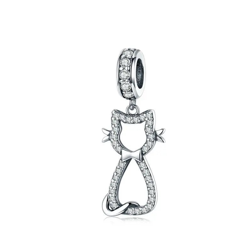 925 Sterling Silver Clear 5A Crystal Collection Family Heart Cross Charm Beads Fit for Charm Bracelet & Necklace Pendant