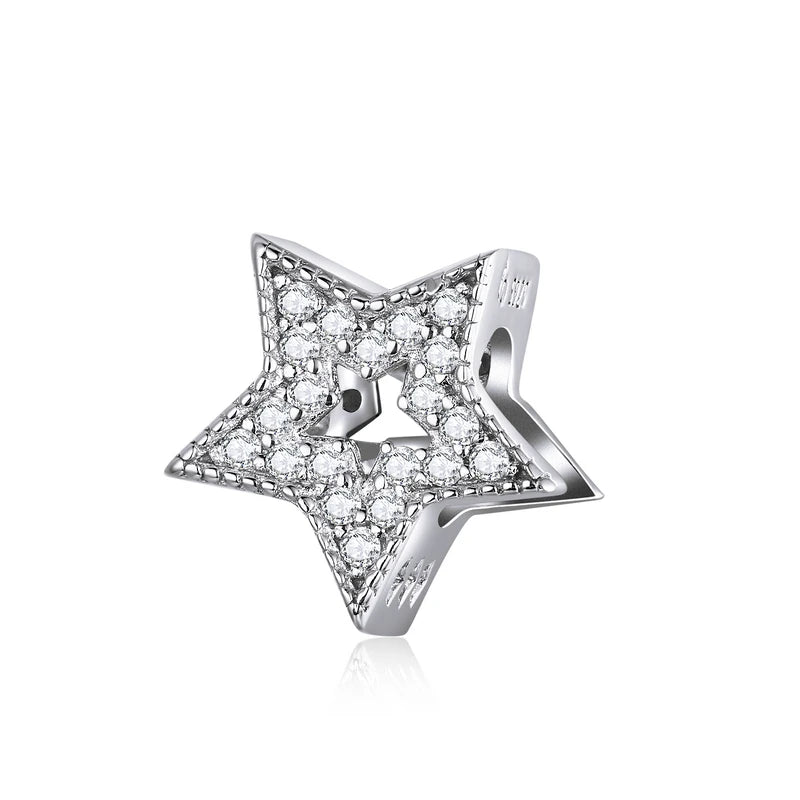 925 Sterling Silver Clear 5A Crystal Collection Family Heart Cross Charm Beads Fit for Charm Bracelet & Necklace Pendant